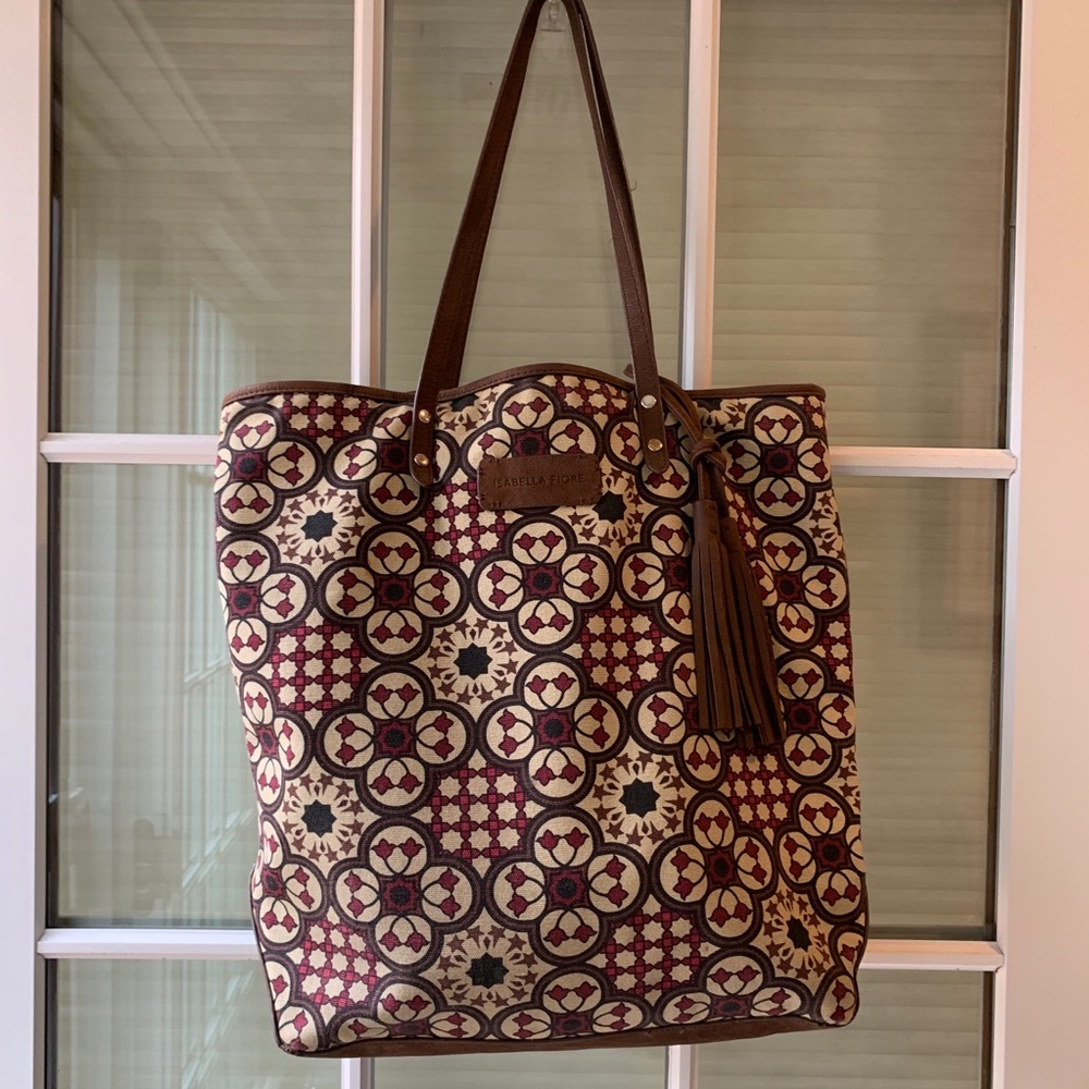 ISABELLA FIORE Canvas & Leather Tote, RARE